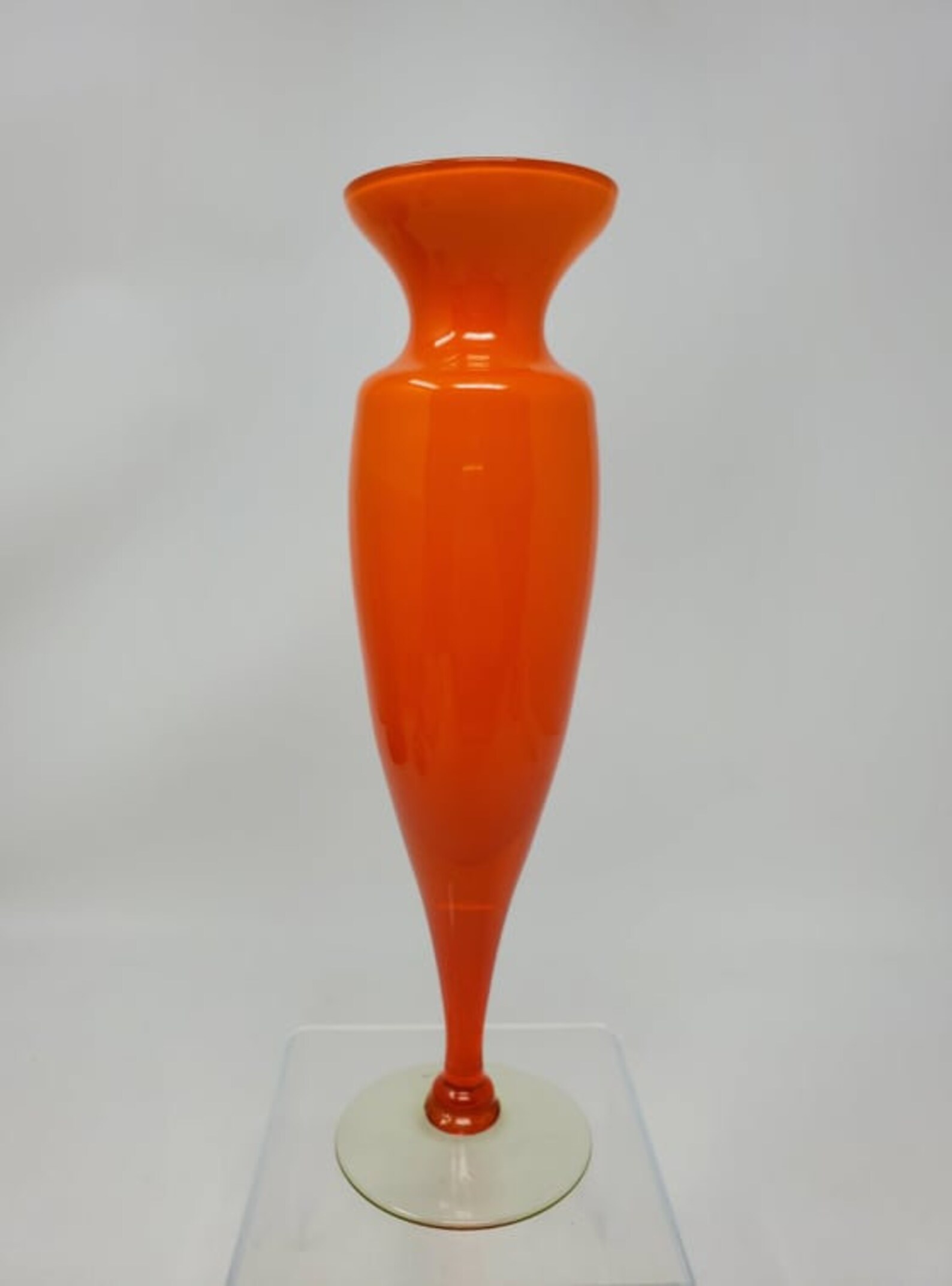 Vintage MCM Cased Glass Orange Bud Vase Etsy