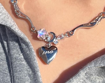 CHUNKY CHAIN NECKLACE ハートネックレス y2k Amazon.com: Sacina Goth Grunge Y2K Layered Flame Heart