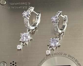 Y2k Jewelry Purple Star Hoops Gyaru Mcbling Earrings Fairycore Hoops Huggies Grunge Kpop Nana Anime