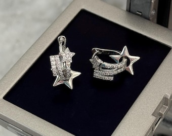 Y2k Star Earrings Mcbling Gyaru Shooting Star Hoops 2000s Kpop Alt Earrings Gift for Her