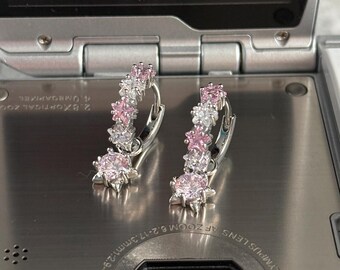 Gyaru Pink Star Hoops Y2k Mcbling  Earrings Coquette Fairycore kpop Nana Anime Neapolitan Alt Jewelry Gift for her