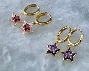 Y2K Star Hoops Punk Chunky Star Hoops Grunge Star Earrings Nana Anime Gold Aesthetic Earrings Star Alt Jewelry Acubi Goth Cyber Hoops