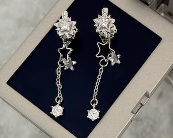 Double Sided Gyaru Dangle Earrings 2000s Mcbling Star Snowflake Star Hoops Fairycore Coquette Princess Earrings Kpop Nana Anime Gift for her