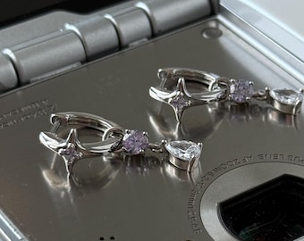 Y2k Jewelry North Star Earrings Grunge Purple Fairycore Hoops Huggies Kpop Nana Anime