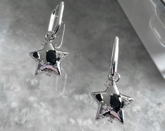 Aros de estrella Y2K, pendientes de aro de estrella púrpura grunge, pendientes de aro Fairycore, pendientes alternativos, regalo estético indie K-pop de los años 2000, egirl cybercore