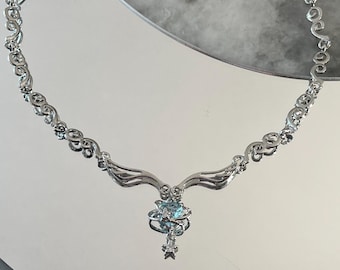 Y2k Angel Wing Choker Light Blue Star Orbit Choker Grunge Alt Jewelry 2000s Accessories