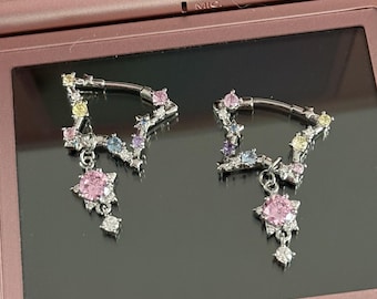 Y2k Jewelry Gyaru Rainbow Star Hoops Mcbling Charm Fairycore Earrings Nana Anime Alt