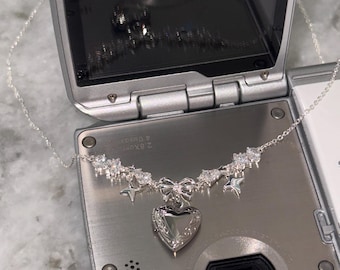 coquette jewelry bow locket necklace dreamy crystal star choker adjustable necklace fairycore princess jewelry fantasy kpop anime kpop