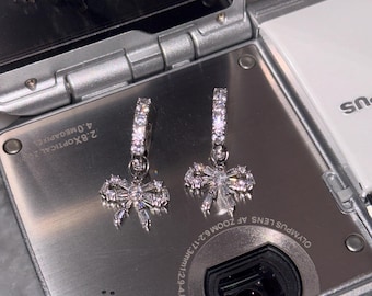 Gyaru Bow Earrings Mcbling Gal 2000s Alt Jewelry Kpop y2k Hoops Coquette Bow Earrings Gift Nana Anime Princess