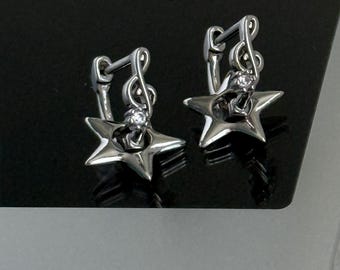 y2k music note hoops star earrings grunge minimalist everyday huggie alternative earrings heisei indie nana anime jewelry