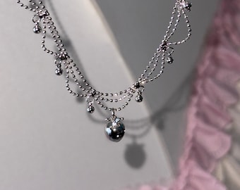Y2K Choker Coquette Apple Charm Lace Necklace Gyaru Fairycore Jewelry Nana Anime