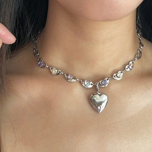 Collar con medallón Y2k, gargantilla de eslabones de corazón, estilo ballet, joyería de anime Nana, estética, hada Acubi, grunge, regalo navideño.
