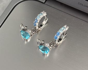 Gyaru Dolphin Earrings Tropical Core Blue Hoops Mcbling  Y2K Jewelry Alt Kpop Fairycore Gift for Her