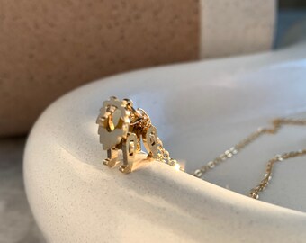 Gold Tiny Lion Necklace, Dainty Gold Animal Necklace, Tiny Minimalist Gold Jewelry,  Clean Girl Aesthetic, Gift for Her
