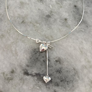 925 Grunge Necklace Bow Heart Chunky  Coquette Sterling Silver Charm NecklaceBold Grunge Aesthetic Alternative Acubi Punk Jewelry Nana Anime