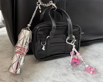 Y2k Gyaru Schoolbag Keychain Lipstick Holder Kpop Mini Bag Charm Harujuku