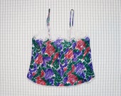 90 39 s Lingerie Top, Vibrant Flower Lace Camisole, Nightwear, Lingerie Cami, Sleepwear, Cami Top, Aesthetic, S