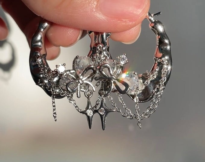 Y2K Earrings Coquette Statement Hoops Nana Anime Fairycore Valentine's day Gift