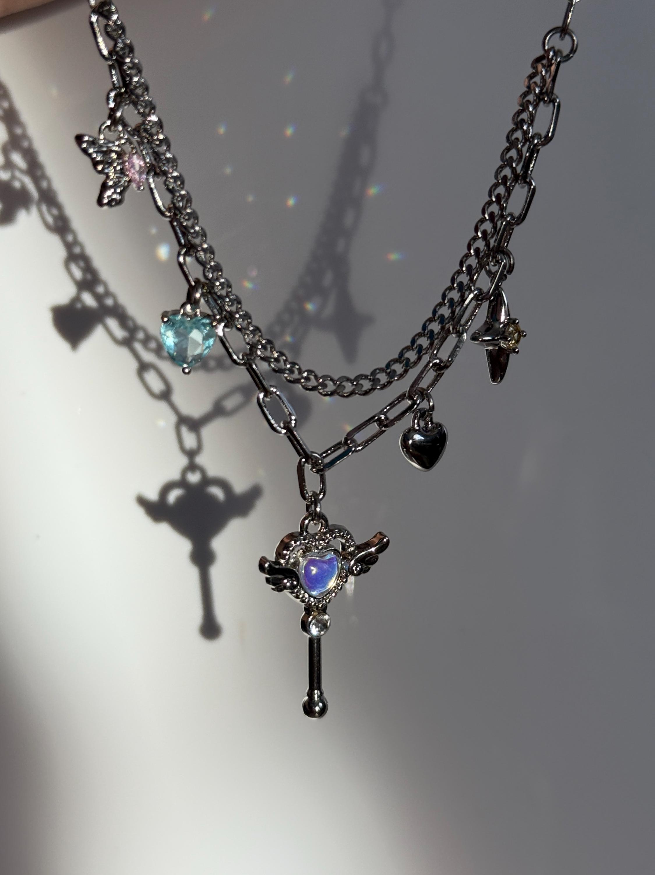 Y2k Grunge Necklace Angel Heart Wing Magic Girl Necklace
