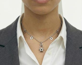 Y2k Star Necklace Ball Chain Star lock Choker Minimalist Nana Anime Grunge Alternative