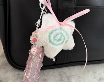 Lipstick Holder Y2k Plush keychain Star Swirl Fishcake Chapstick case Bag Charm Gyaru Kpop Accesories
