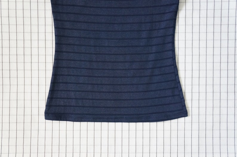90/'s High Neck Top Vapor Wave Stripe Tank Top Navy Blue Thin Strap Halter Top Soft Grunge Clueless Aesthetic M