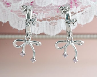 Coquette Bow Earrings Bear Heart Gem Hoops Fairycore Gyaru Egl Valentine's Day Gifts
