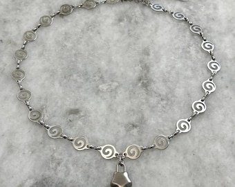 Y2k Swirl Necklace Spiral Star Charm Jewelry Grunge Stainless Steel Chunky Chain Punk Nana Anime