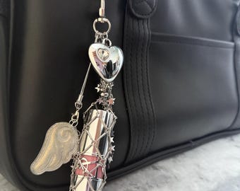 Y2k Lipstick Holder Gyaru Charms Kpop Grunge Chunky Lipstick Angel Wing Heart Bag Charm