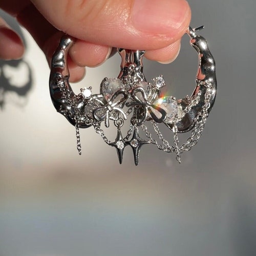 Y2K Earrings Coquette Statement Hoops Nana Anime Fairycore Valentine's day Gift