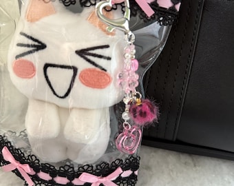 Ita bag Y2k Gyaru Lace Ribbon Doll Plush Display Bag Clear Bag keychain
