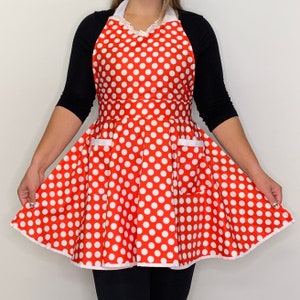 Sexy Apron Red Apron Sexy Vintage Apron Polka Dot Apron Cute Cooking Apron Retro Apron with Polka Dots Waterproof Apron with Pockets