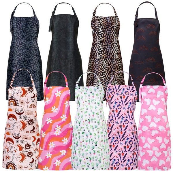 Waterproof Apron for Stylist Apron for Salon Apron for Women Apron with Pockets Stain Resistant Apron Bright Patterned Apron Kitchen Apron