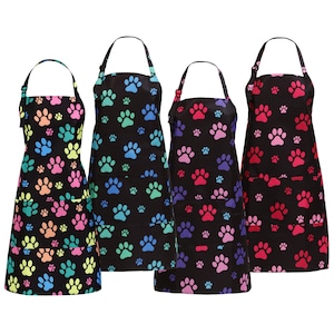 Waterproof Dog Grooming Apron for Dog Grooming Smock with Pockets Gift for Dog Groomer Apron for Washing Dishes Salon Apron Paw Prints