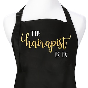 The Hairapist is In Apron Hair Stylist Apron Salon Apron Cute Stylist Apron for Women Gift for Stylist Gift for Cosmetologist Black Apron