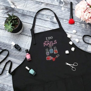 I Do Nails Nail Tech Apron for Cosmetologist Nail Technician Apron with Rhinestones Salon Apron for Nail Artists Apron Gift for Salon Owner