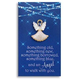 Something Borrowed Something Blue for Bride Wedding Angel for the Bride Swarovski Stone Wedding Gift Guardian Angel Bouquet Pin for Bride