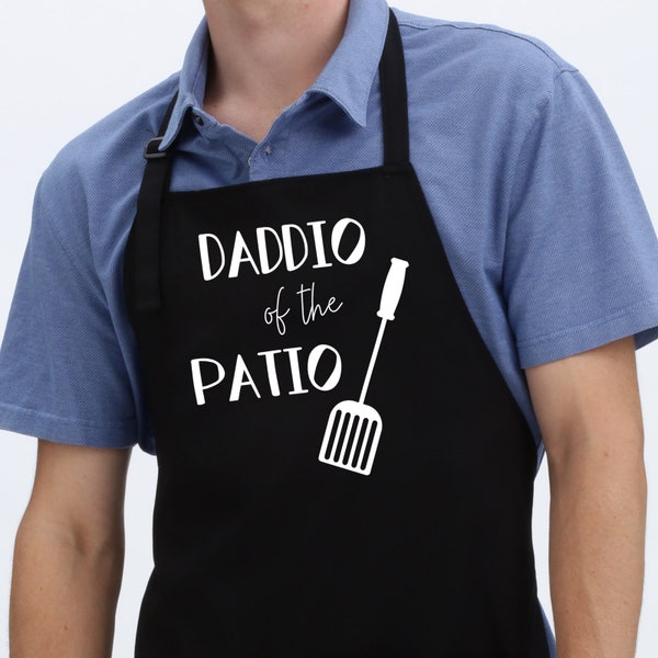Daddio of the Patio Grilling Apron for Dad with Pockets, Adjustable Neck and Long Ties