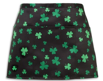 Waterproof Shamrock Apron St Patrick's Day Apron Server Apron Clover Apron Irish Pub Waitress Apron Gift for Server Gift for Nail Tech Apron