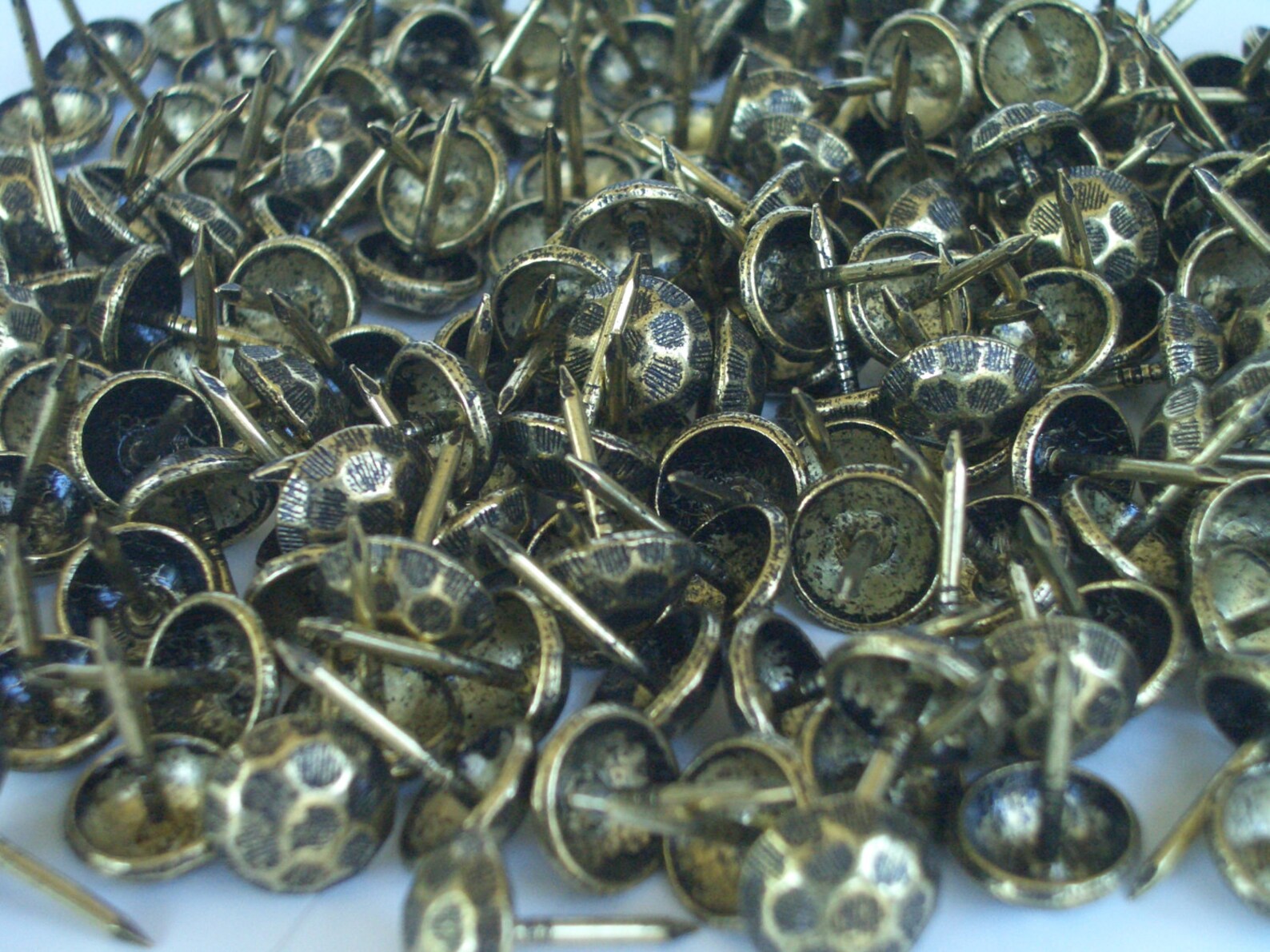 Antique Brass Upholstery Tacks / Nails Hammered Finish Etsy