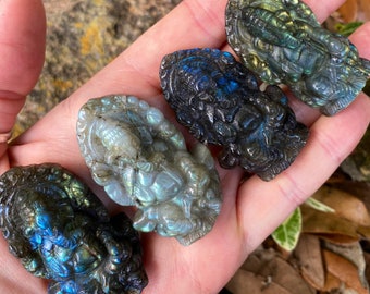 Ganesha, Labradorita tallada, Espacio del altar, Magia personal, Magia de luna nueva, Eliminador de obstáculos