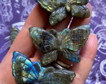 Mariposa, Transformación, Labradorita tallada, Espacio del altar, Magia personal, Magia de luna nueva, Renovación, Regalo, Magia, Vibración