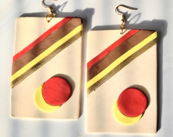 Oversize Retro Earrings | XL Super Graphic Design | Geometric Earrings | Maximalist Earrings | Festival Earrings | Unique Gift Ideas | Extra