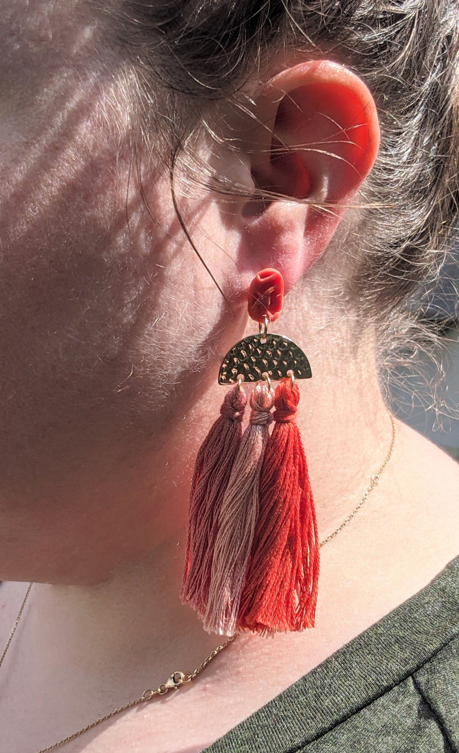 Polymer clay earrings with tassels Clearance