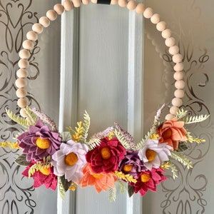 Spring Bead Felt Flower Wreath image 4