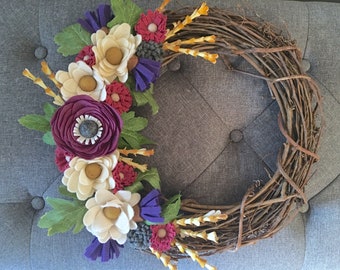 14" Felt Floral Mix bouquet Wreath