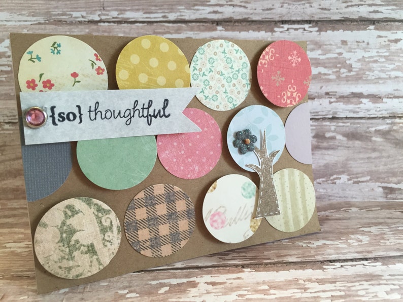 Shabby Chic Polka Dot Tree Thank you Card Etsy