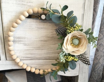 Felt Flower Bead Wreath