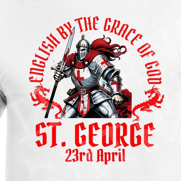 Saint George's Day T-Shirt Men's T-Shirt Three Lions T Shirt England English Celebration April 23rd Original Design 2024 God d2