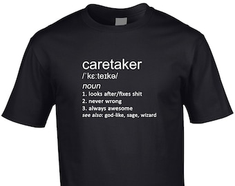 Caretaker Men’s Funny Definition T-Shirt Groundsman Care Taker Janitor Building Job Occupation Hobby Cool Gift Idea Joke Birthday